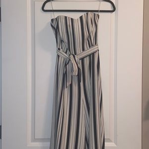 Strapless pinstripe jumpsuit